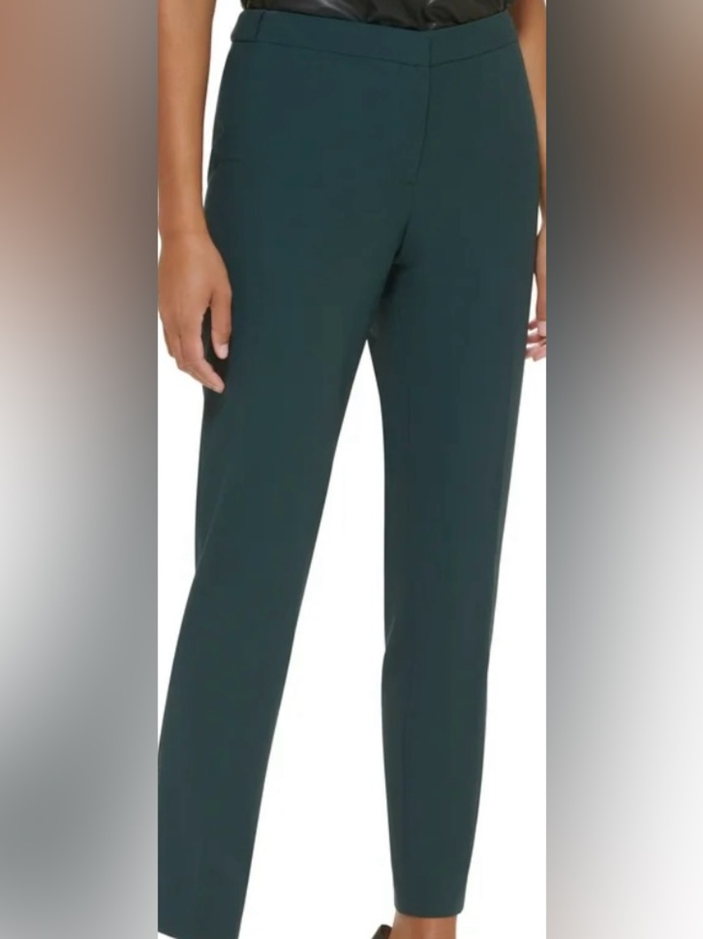 Calvin Klein Cropped Tailored Forest Green Women's Dress Pants